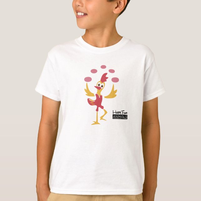 Happy Farm Animal Chicken with Eggs _ YV T-Shirt (Front)