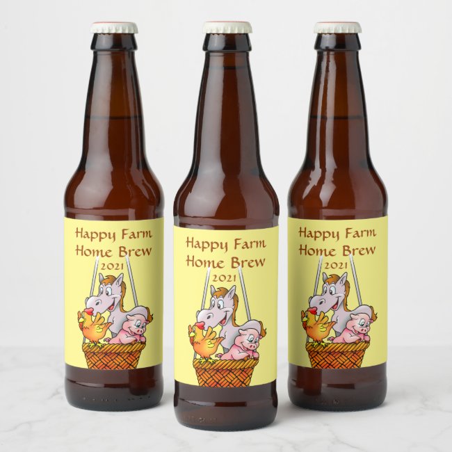Happy Farm Animals Beer Label