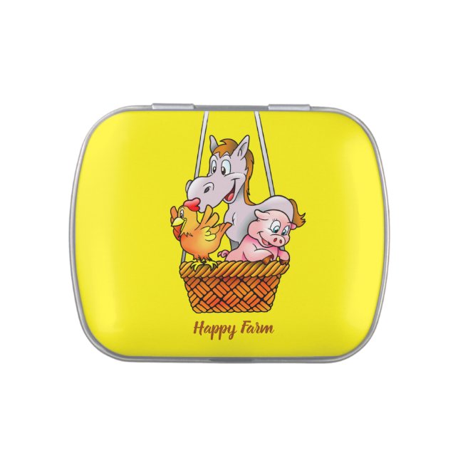 Happy Farm Animals Candy Tin