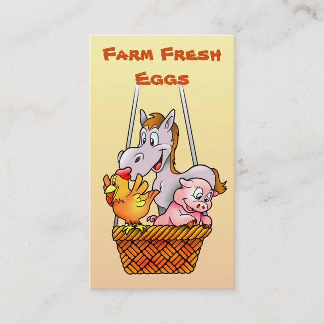 Happy Farm Animals Fresh Eggs Business Card