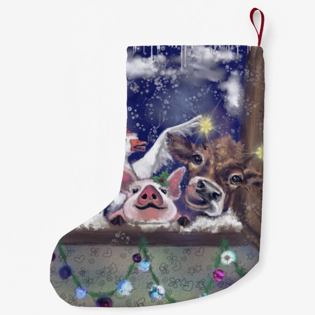 Happy Farm Animals Funny Christmas Stocking (Back)