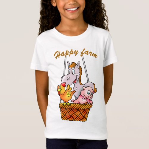 Happy Farm Animals Kids T_Shirt