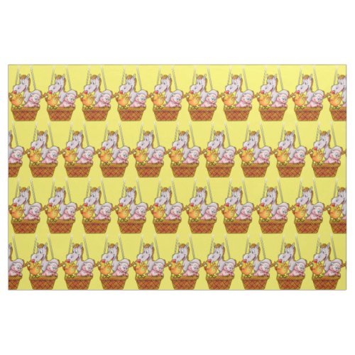 Happy Farm Animals Pattern Fabric