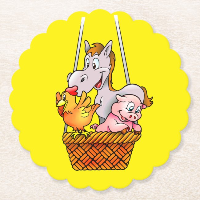Happy Farm Animals Set of Sturdy Paper Coasters
