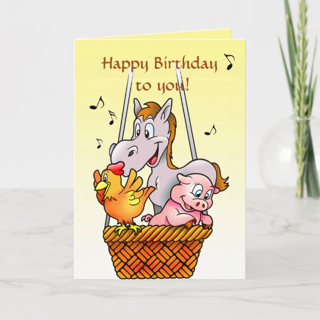 Happy Farm Animals Singing Birthday Card
