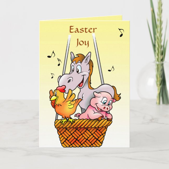Happy Farm Animals Singing Easter Card