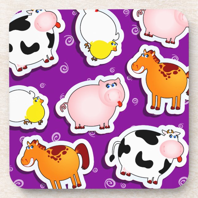 Happy farm background, coaster (Front)