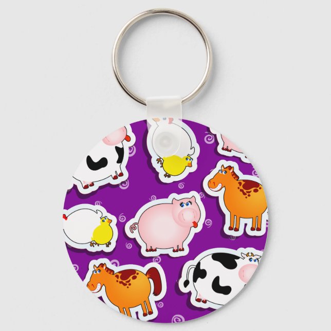 Happy farm background, keychain (Front)
