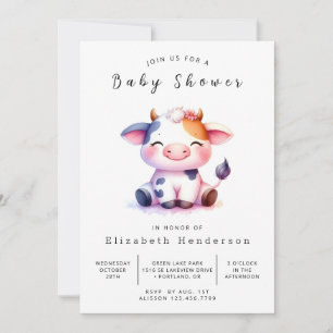 Happy Farm Calf Cow Baby Shower Invitation