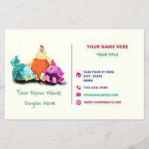 Happy Farm Farmer Promotional Flyers Funny Rooster