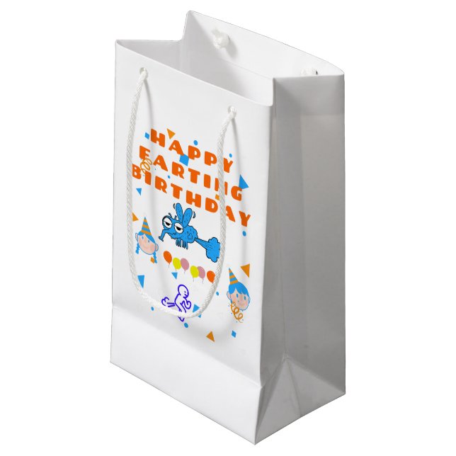Happy Farting Birthday Bug Small Gift Bag (Front Angled)