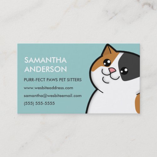 Happy Fat Calico Cat Personalized Business Cards