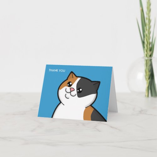 Happy Fat Calico Cat Thank You Note Cards