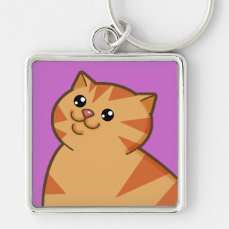 Happy Fat Orange Cat Keychain