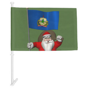 Happy Father Christmas With Flag Of Vermont
