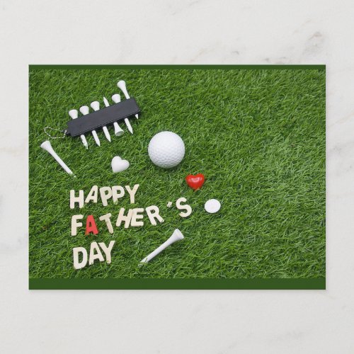 Happy Father Day to Golfer with golf ball and tee Postcard