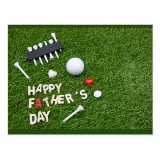 Happy Father Day to Golfer with golf ball and tee Postcard