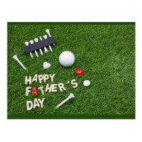 Happy Father Day to Golfer with golf ball and tee Postcard