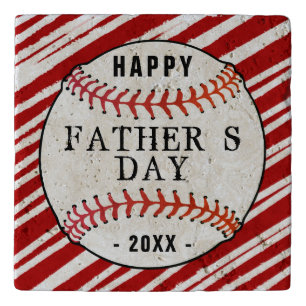 Happy Father`s Day Baseball Red Stripes Trivet
