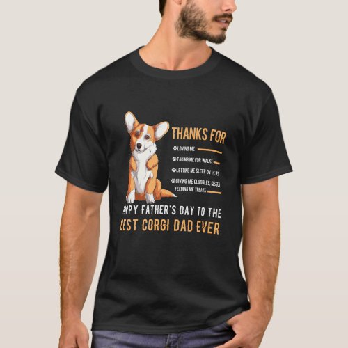 Happy Father S Day Best Corgi Dad Ever Dog Owner L T-Shirt