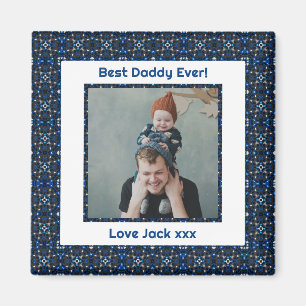 Happy Father’s Day Best Daddy Dad Ever Blue Photo Magnet