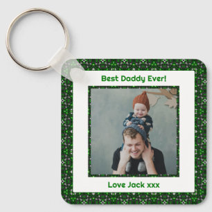 Happy Father’s Day Best Daddy Dad Ever Green Photo Keychain