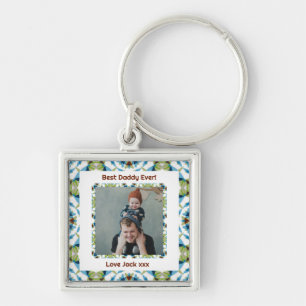 Happy Father’s Day Best Daddy Dad Ever Green Photo Keychain