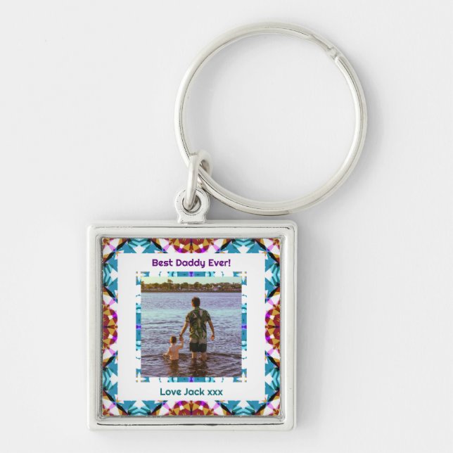 Happy Father’s Day Best Daddy Dad Papa Ever Photo Keychain (Front)