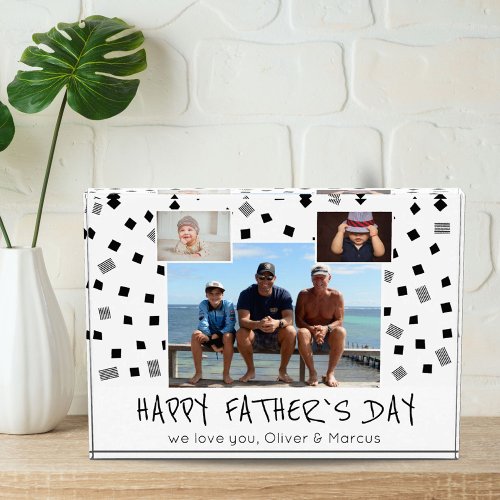Happy Fathers Day Black White Pattern 3  Photo Block