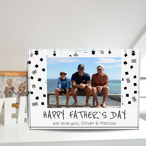 Happy Fathers Day Black White Pattern  Photo Block