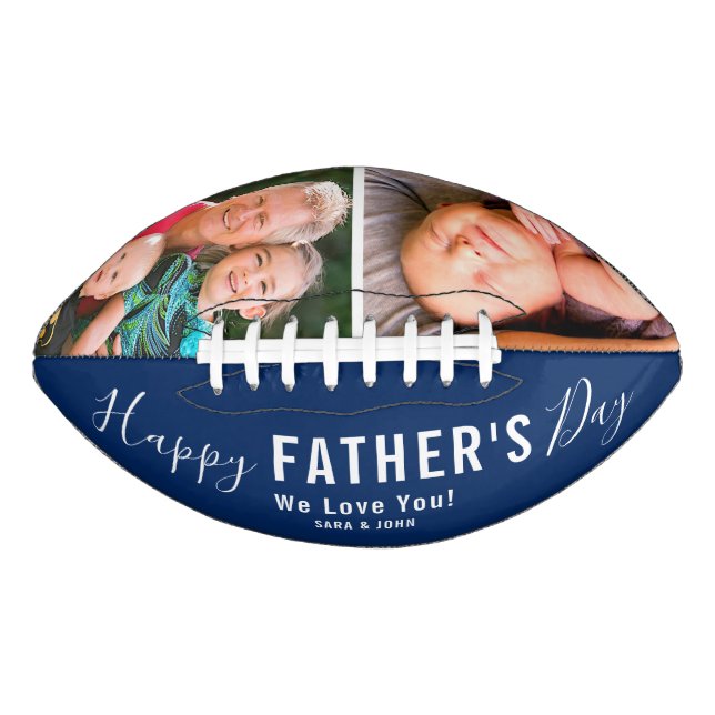 Happy Father’s Day Blue 2 Photos Modern Name Football (Front)