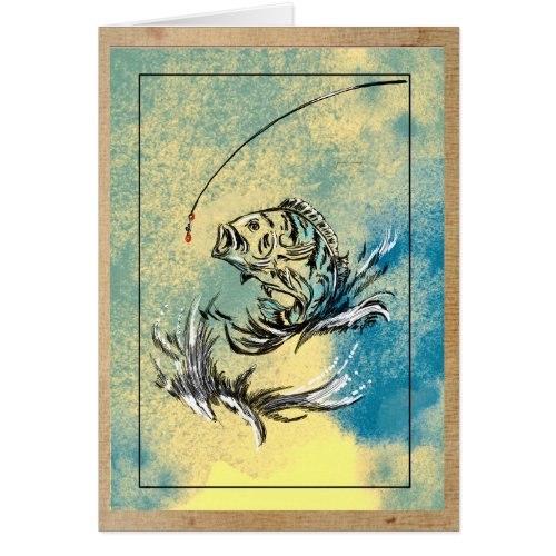 Happy Fathers Day Fishing Greeting Card 