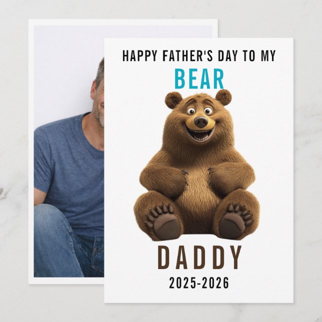 Happy Father’s Day for Bear Dad | Funny Bear Lover Holiday Card (Front/Back)