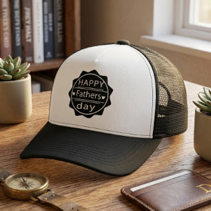 Happy Father’s Day Funny Black and White Design Trucker Hat