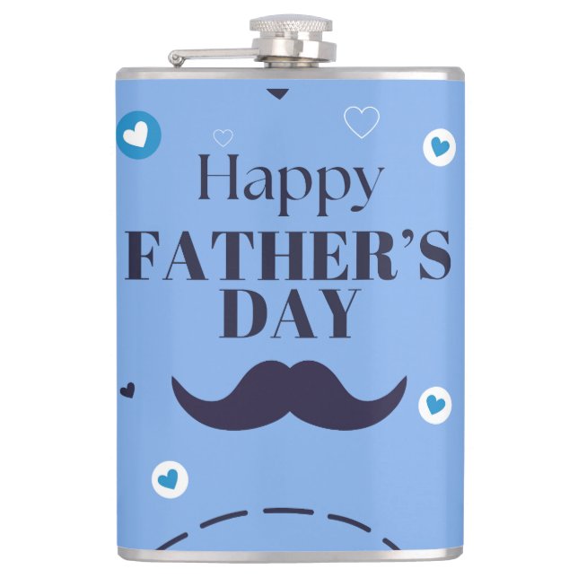 Happy Father’s Day – Mustache & Heart Design Flask (Front)