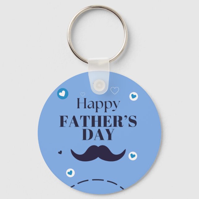 Happy Father’s Day – Mustache & Heart Design Keychain (Front)