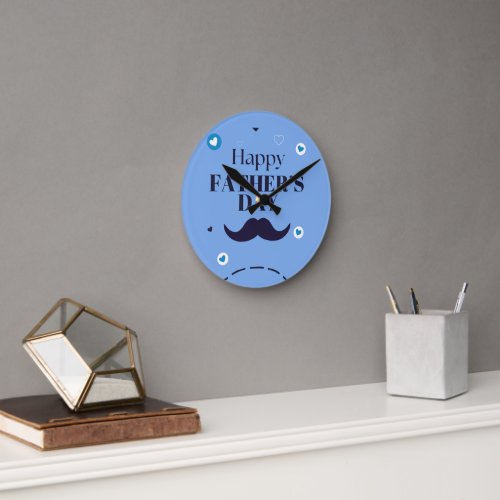 Happy Father’s Day – Mustache & Heart Design Round Clock