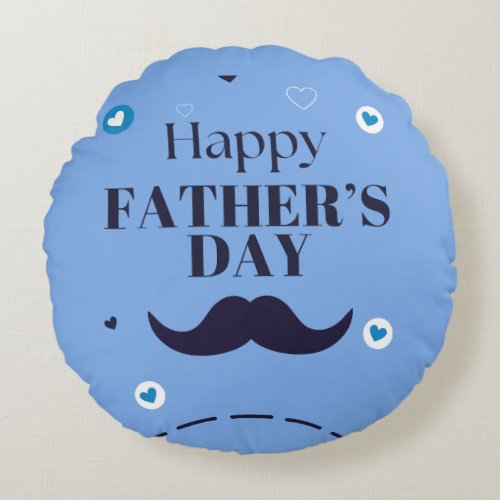 Happy Father’s Day – Mustache & Heart Design Round Pillow