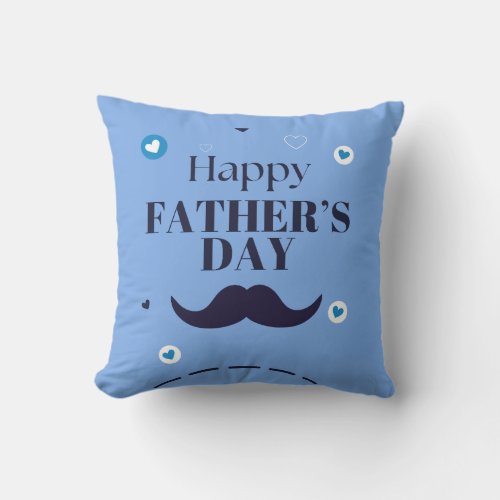 Happy Father’s Day – Mustache & Heart Design Throw Pillow