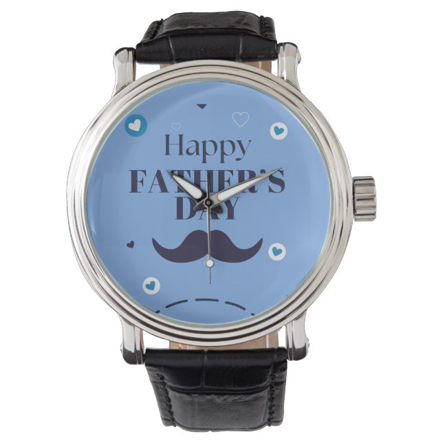 Happy Father’s Day – Mustache & Heart Design Watch (Front)