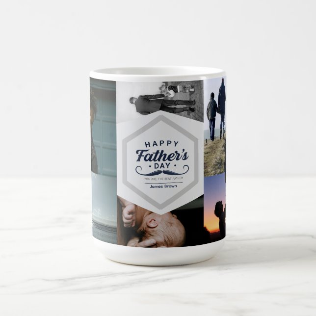 Happy Father’s Day Mustache Tribute Design Coffee Mug (Center)