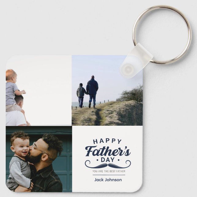 Happy Father’s Day Mustache Tribute Design Keychain (Back)