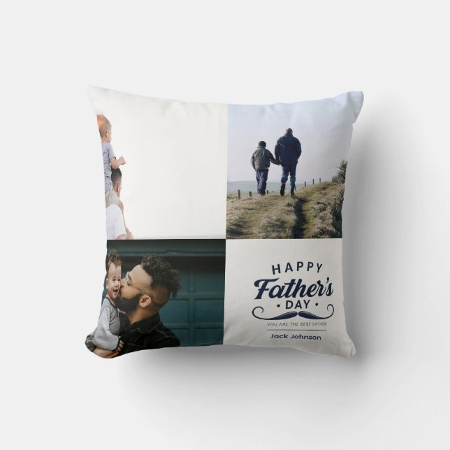 Happy Father’s Day Mustache Tribute Design Throw Pillow (Front)