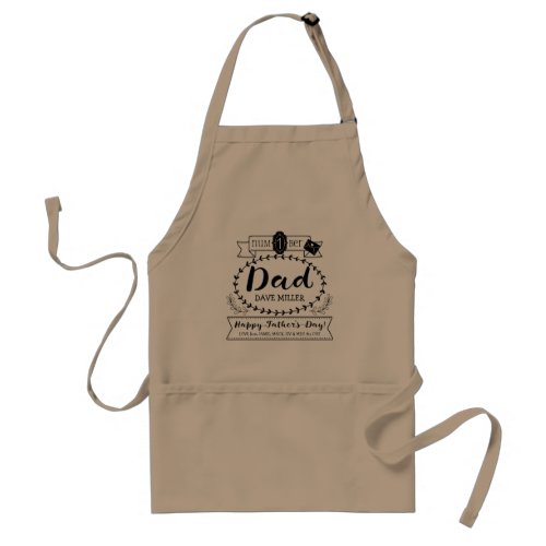 Happy Fathers Day Number 1 One Dad Monogram Logo Adult Apron