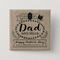 Happy Father’s Day Number 1 One Dad Monogram Logo Button