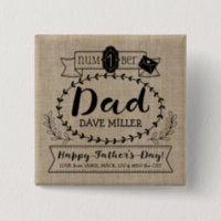 Happy Father’s Day Number 1 One Dad Monogram Logo Button