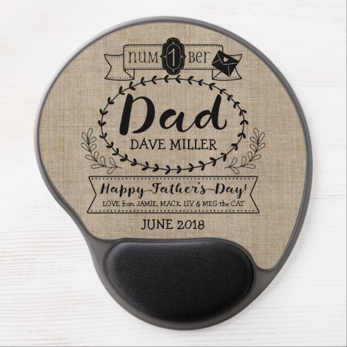Happy Fatherâs Day Number 1 One Dad Monogram Logo Gel Mouse Pad