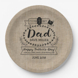 Happy Father’s Day Number 1 One Dad Monogram Logo Paper Plates