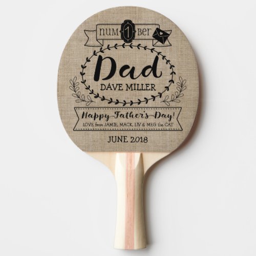 Happy Fatherâs Day Number 1 One Dad Monogram Logo Ping Pong Paddle