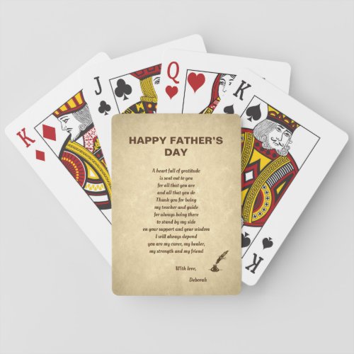 Happy Fathers Day poem Poker Cards